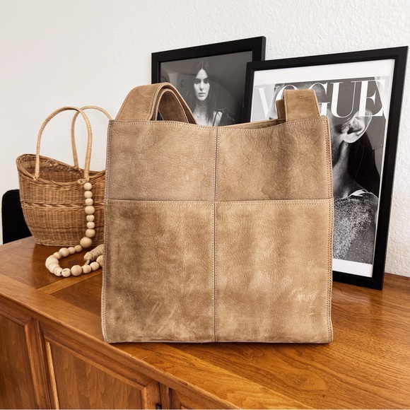 SOLD ❌ GENUINE LEATHER SUEDE LJS SHOULDER TOTE BAG #0312 - Picture 5 of 10